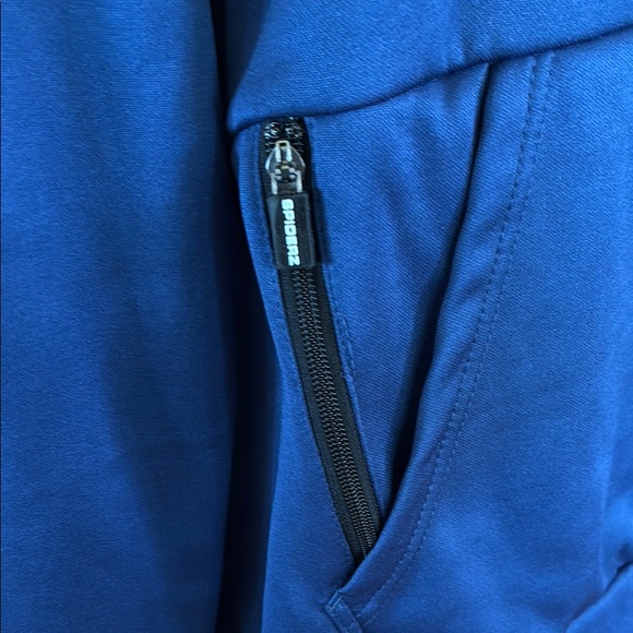 🍁💐 Spiderz Navy Blue Hoodie with Ribbed Cuffs and Minimalist Design - Picture 3 of 9